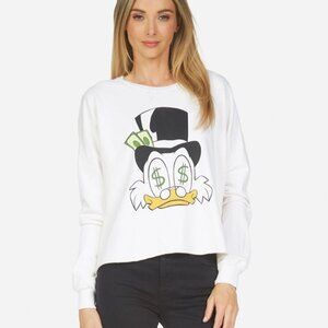 Lauren Moshi x Disney White Graphic Lee Scrooge Sweatshirt Small